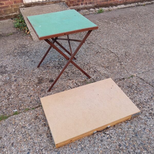 Vintage green folding card table by Green Brothers Ltd.