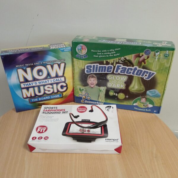New & sealed now that's what I call music game, glow in the dark slime factory & sports earphones running set