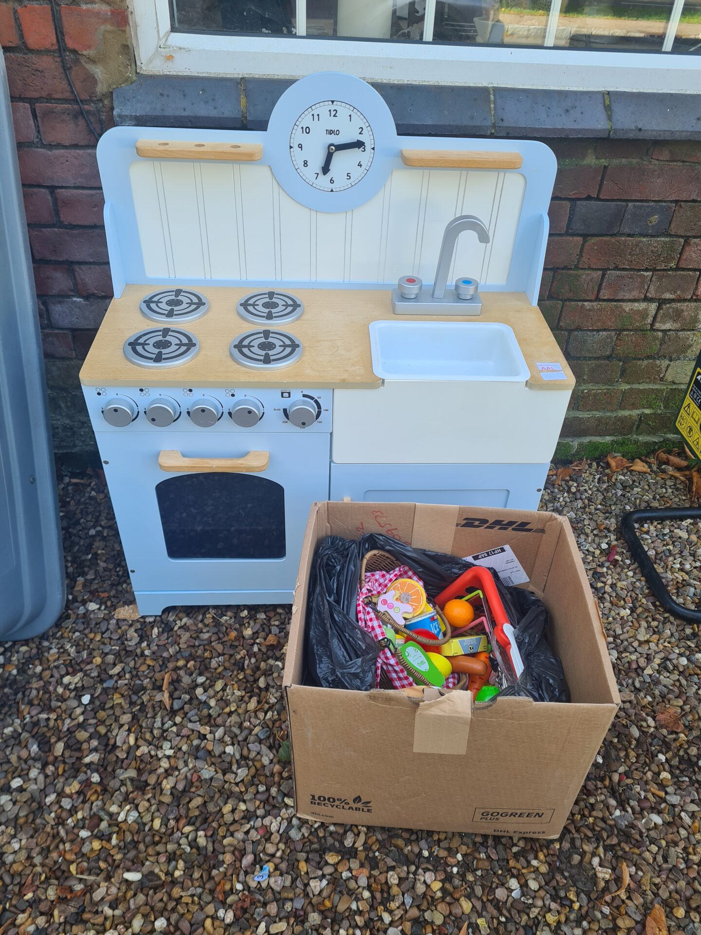 Tidlo Set Alimenti In Legno: Uova, Formaggio E Latte Nella Cassetta - Giocattolo Cucina Per Bambini 3+
