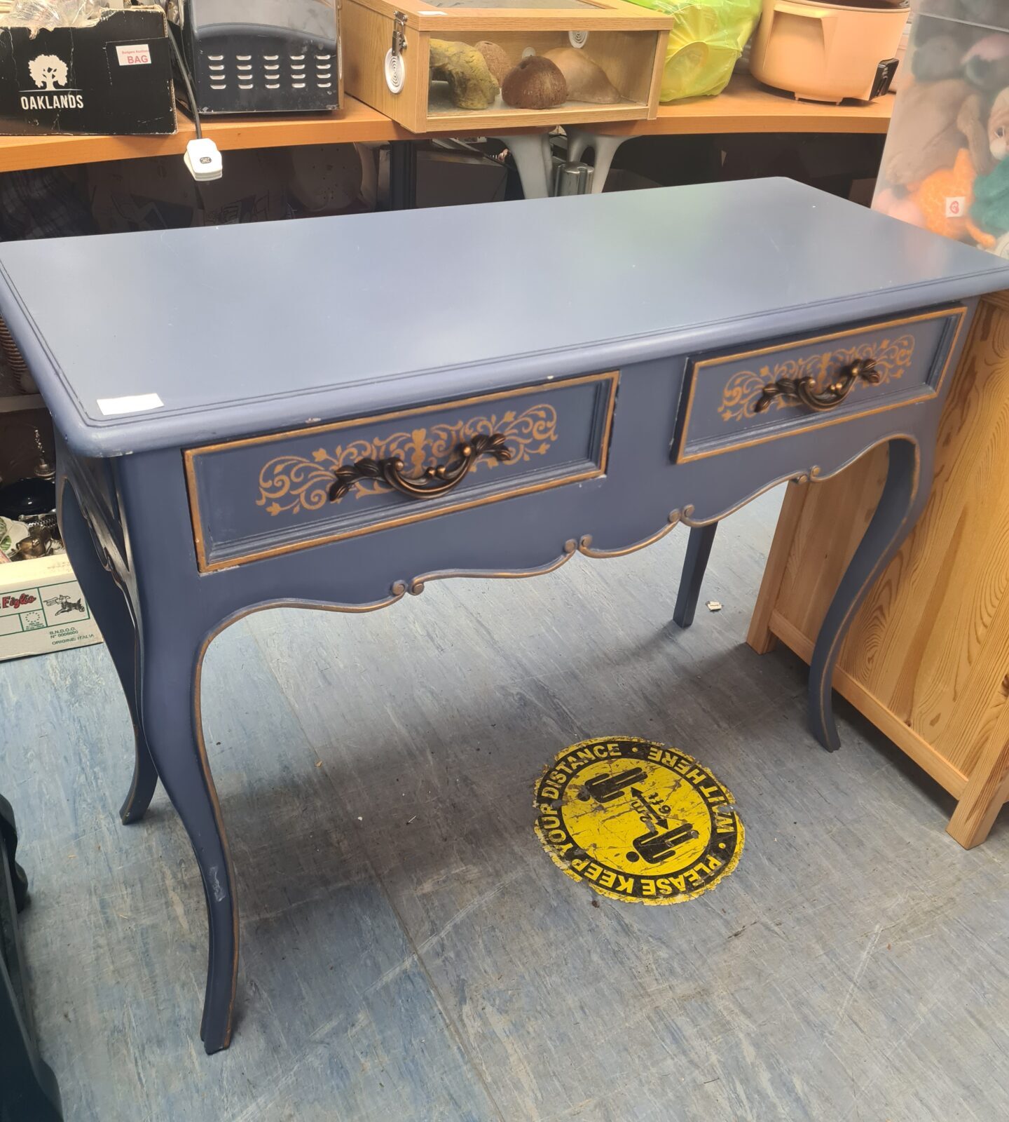 Blue painted french style console table