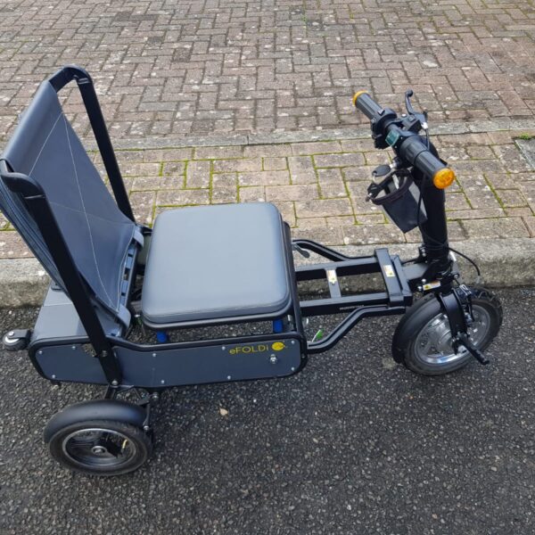 Efoldi Explorer mobility scooter showing side view and folding design.