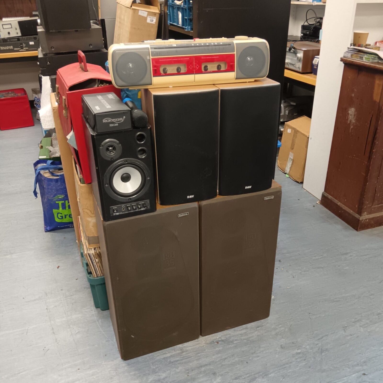 Lot of speakers for repair including behringer & b&w