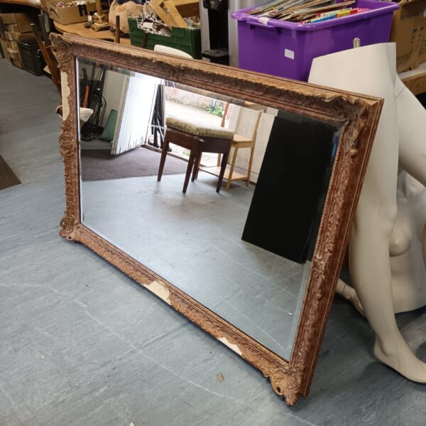 Large bevel edged over mantle mirror