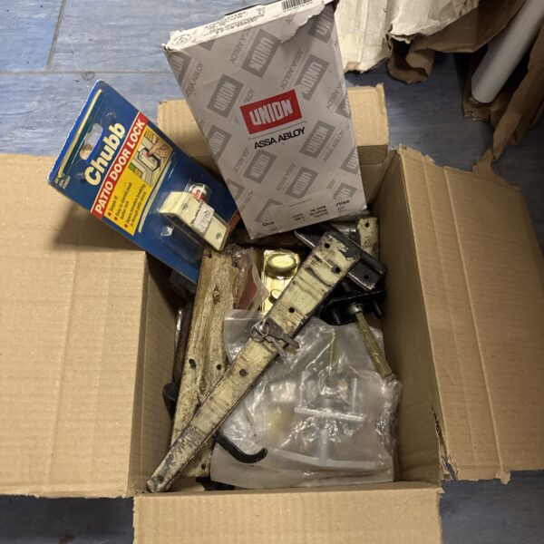 Assa Abloy patio door lock and shed hardware clearance lot.