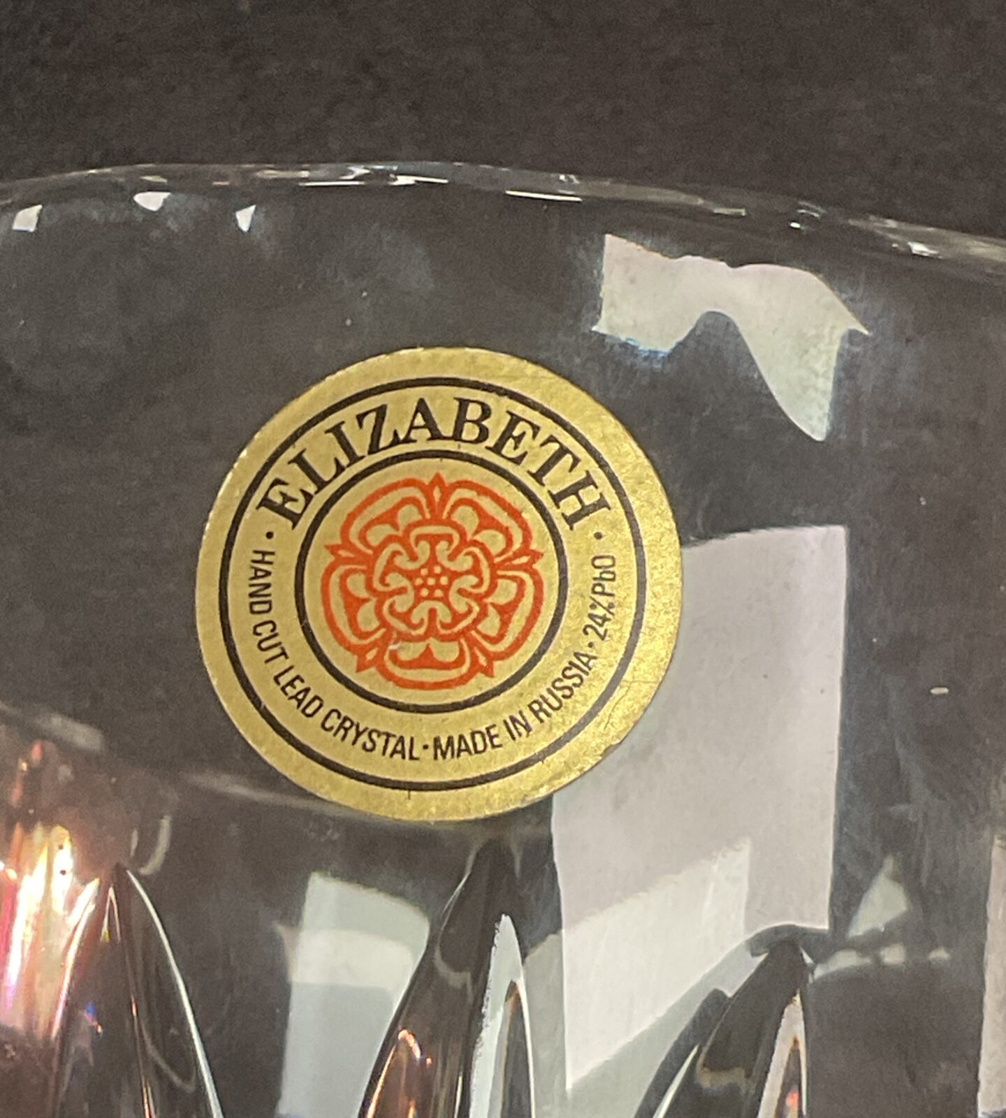 Close-up of Elizabeth hand-cut crystal vase showing intricate design.