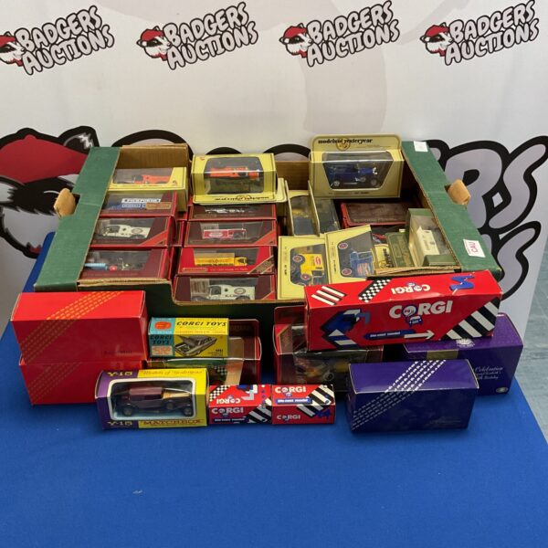 Boxed diecast model collection including Corgi and Matchbox toys.