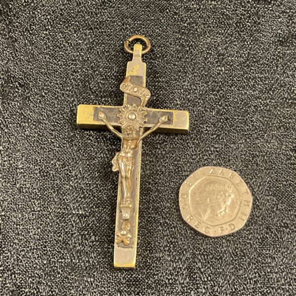 Large antique ecclesiastical crucifix pendant 7 cm long