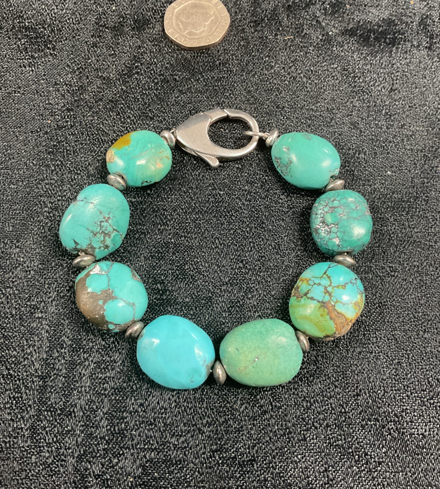 Vintage silver and turquoise bead bracelet