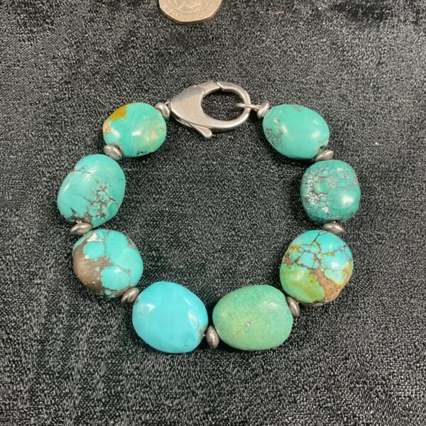 Vintage silver and turquoise bead bracelet