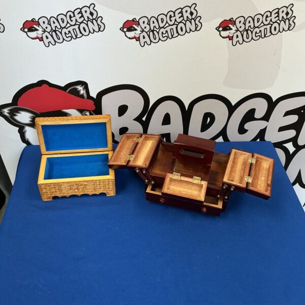 Two wooden jewellery boxes