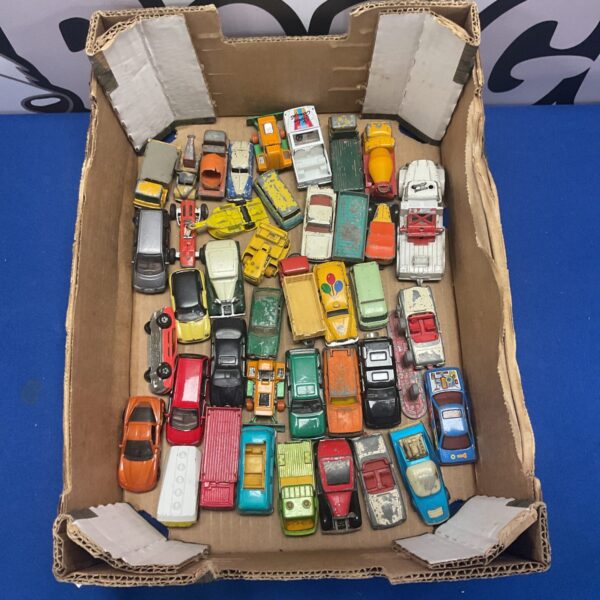 Vintage diecast car collection including Matchbox and Lesney models.