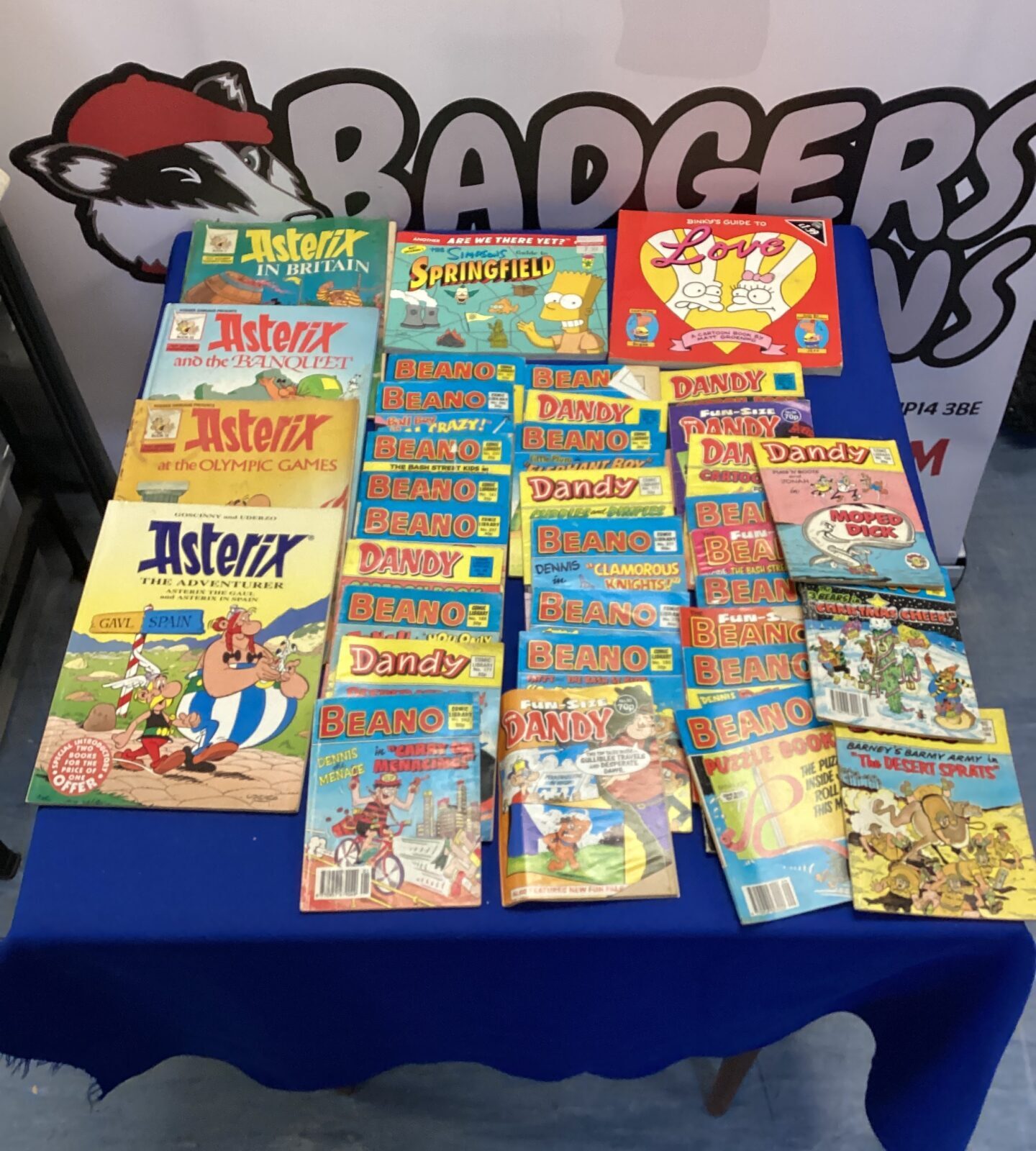 Box of dandy & beano comics with Asterix books