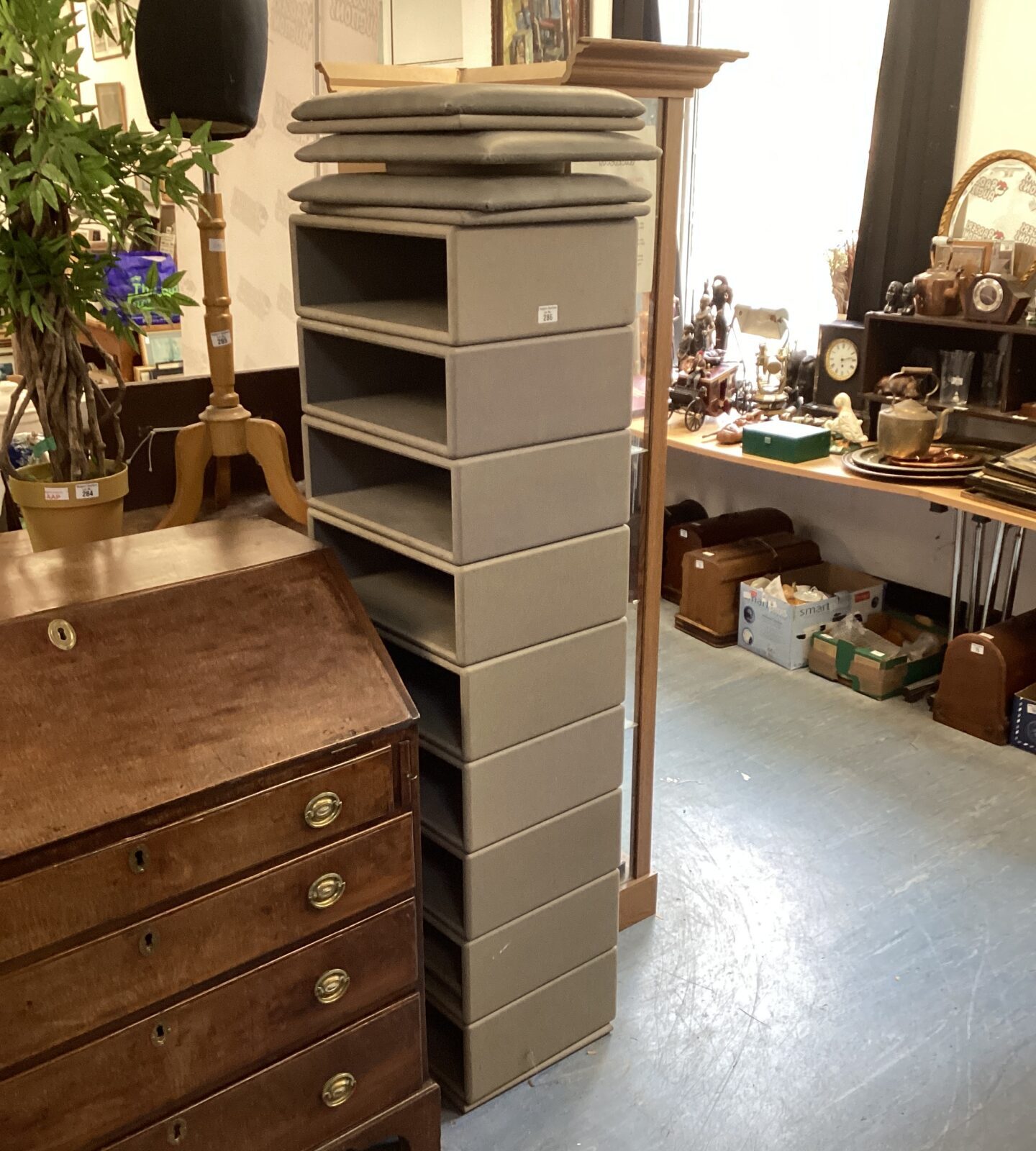 Stackable Storage boxes with padded Top