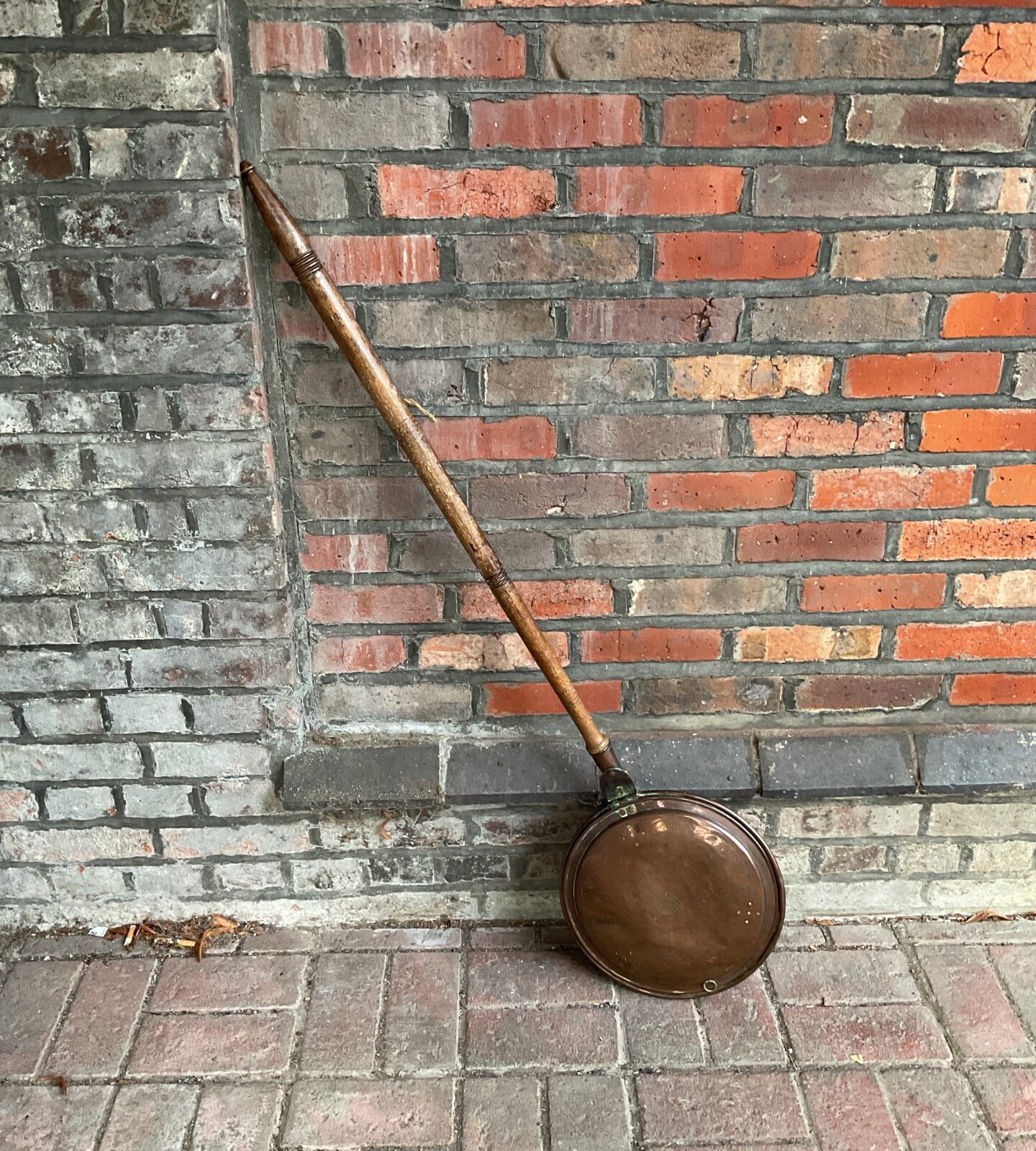 Victorian copper bad pan with embossed paisley pattern