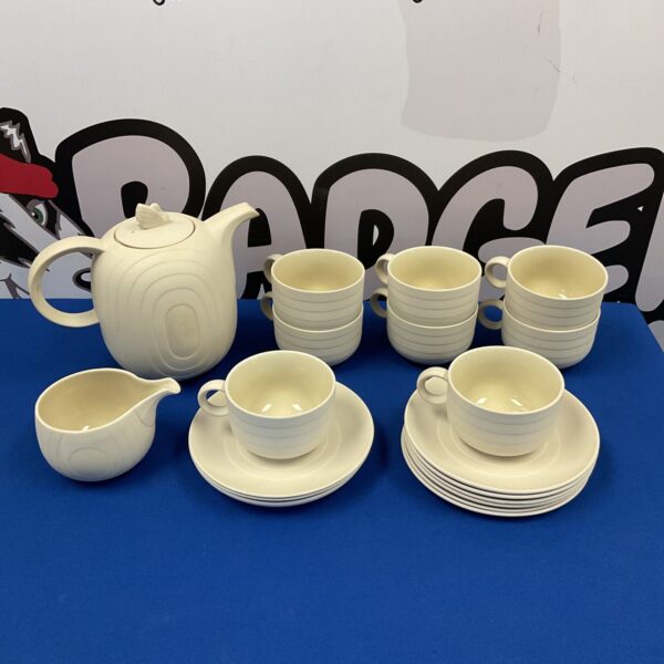 Full vintage Hornsea teaset with teapot and cups.