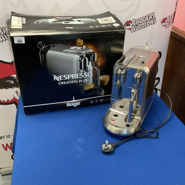Stainless steel Sage Nespresso Creatista Plus coffee machine.
