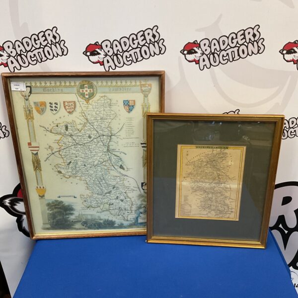 Detailed antique map of Buckinghamshire county, vintage topographical illustration.