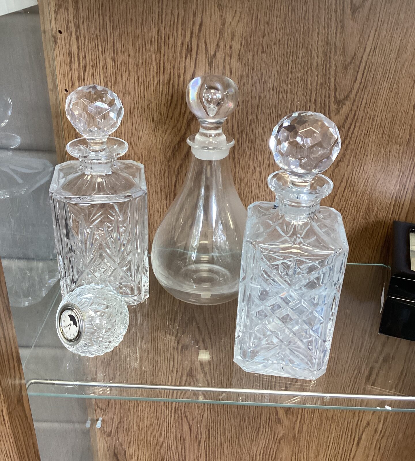 Three Decanters and glass clock