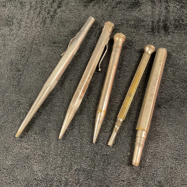 Lot of five vintage propelling pencils, including Yard O Led.