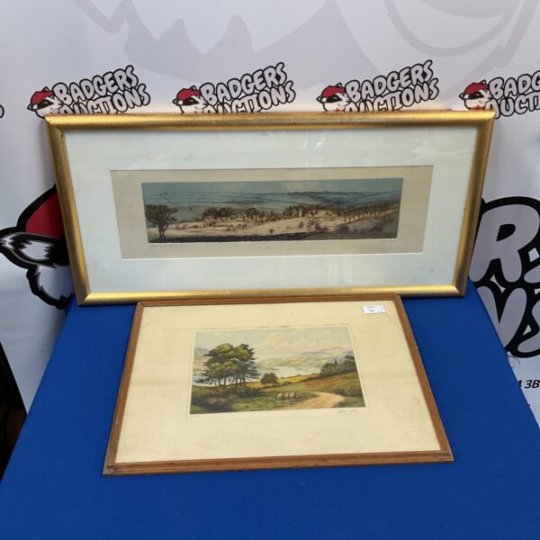 Signed vintage etching of Ulswater landscape, limited edition print.