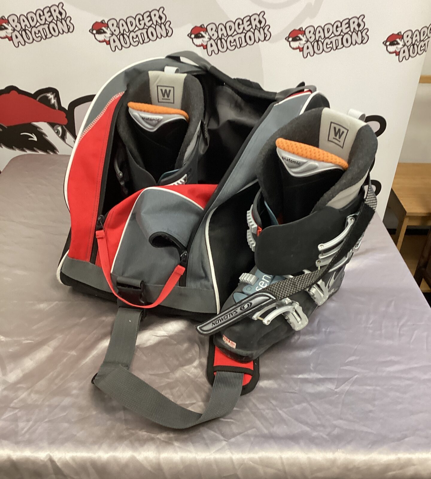 Pair of salomon anatomic ski boots size 9