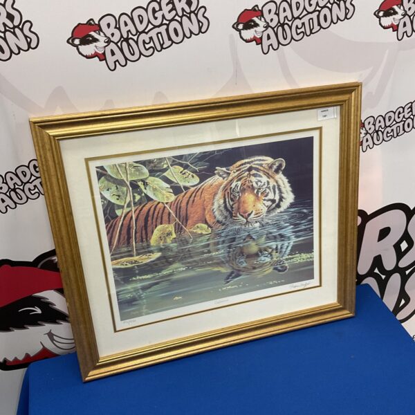 Signed Stephen Gayford limited edition tiger print titled "Reflections".