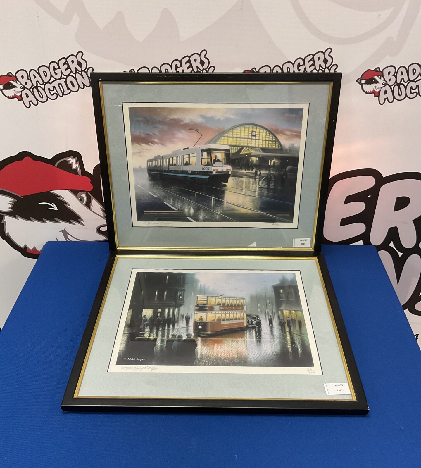 pair of e anthony orme ltd ed signed prints of trams railwayalia of manchester