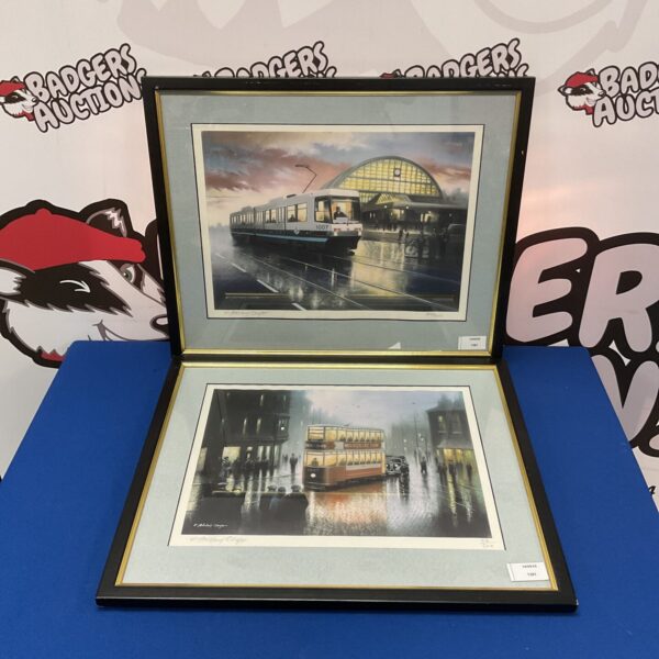 pair of e anthony orme ltd ed signed prints of trams railwayalia of manchester