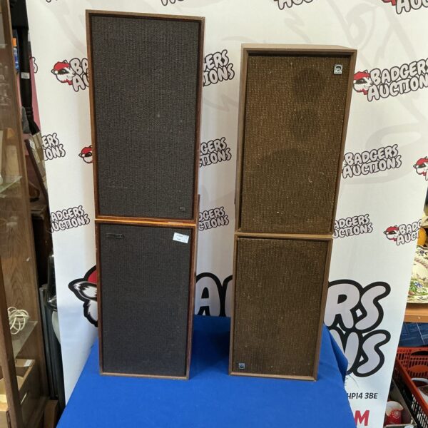 Vintage set of four loudspeakers, including Celestion and Protronic speakers.