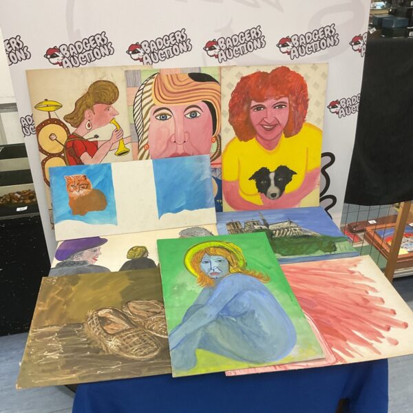 Collection of signed watercolour paintings on art board.
