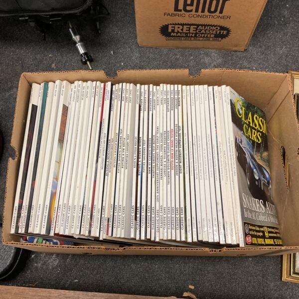 Vintage collection of classic car magazines for collectors.