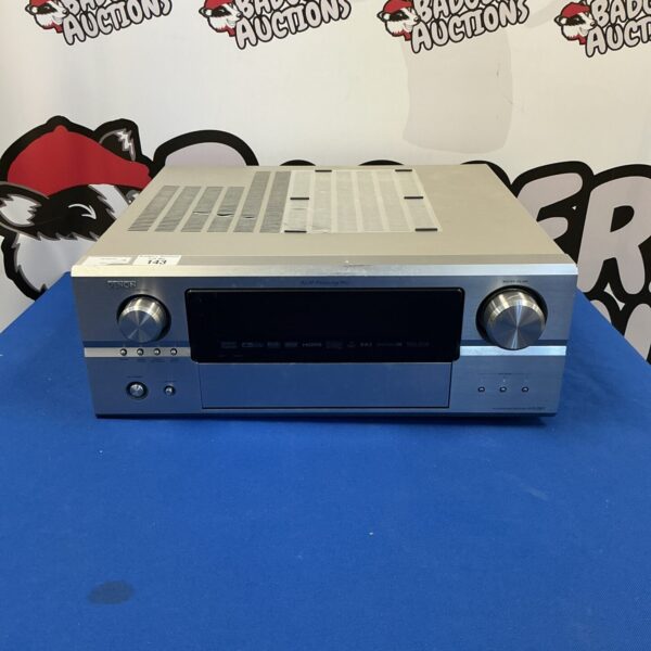 Front view of a vintage Denon AVR-2807 AV receiver.