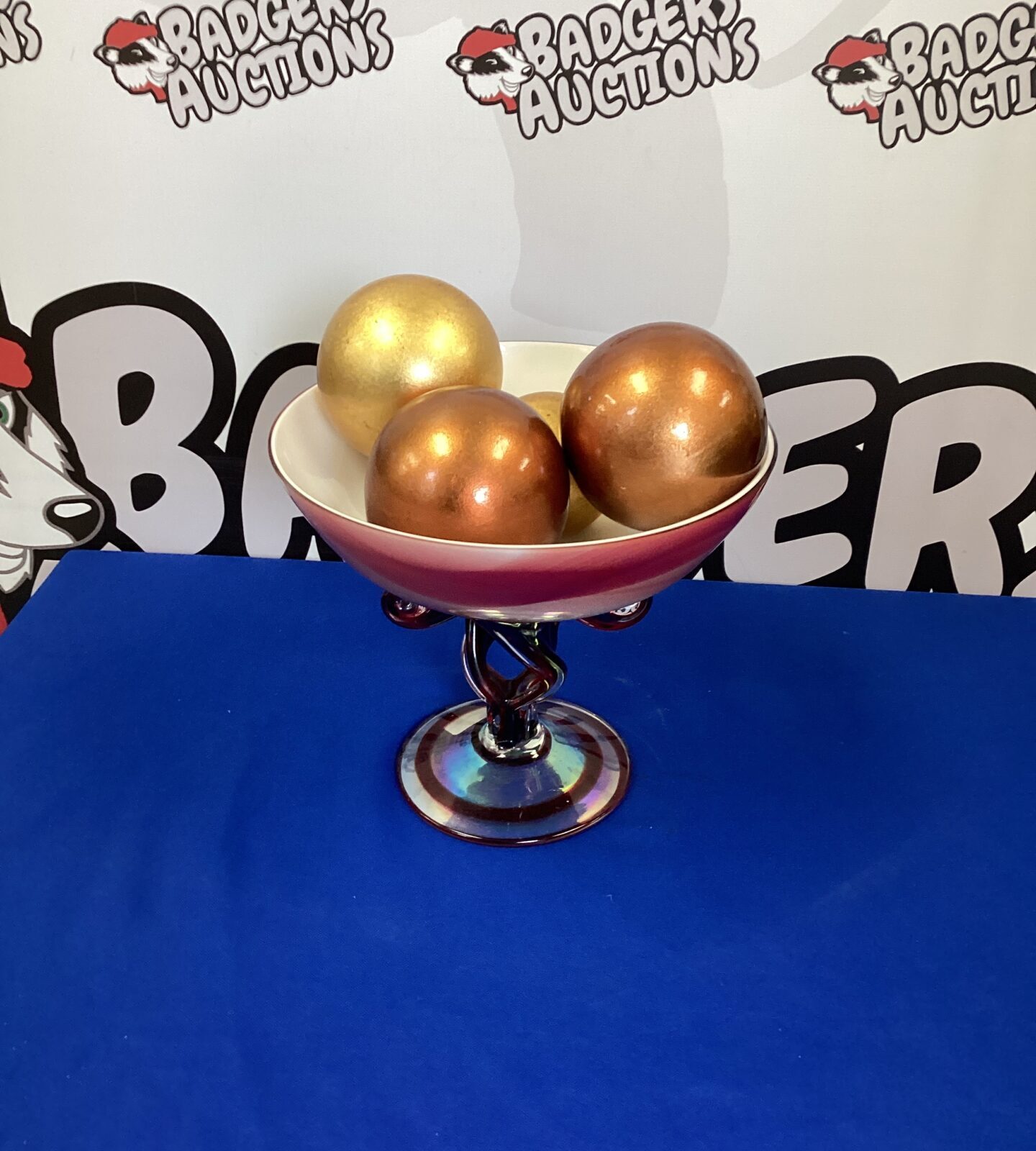 Large Glass Twist Bowl with glass balls