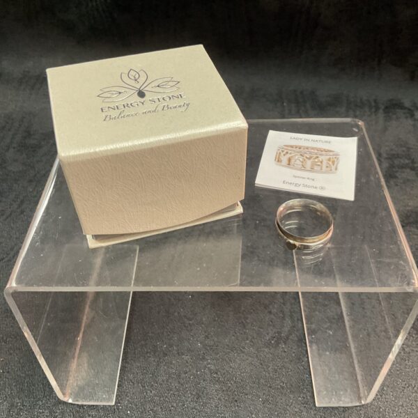 Energy stone simple heart Silver Ring with spinner size O