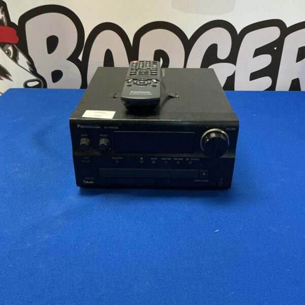 Black Panasonic CD stereo system with controls and display.