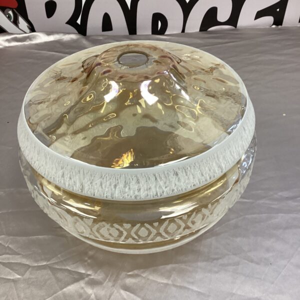 Vintage sputnik pendant light shade with amber and clear glass.