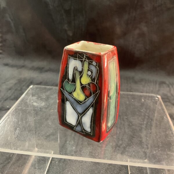 Vintage San Marino Pottery ceramic toothpick holder with geometric design.
