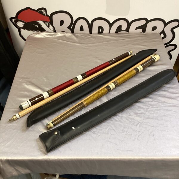 Two snooker cues