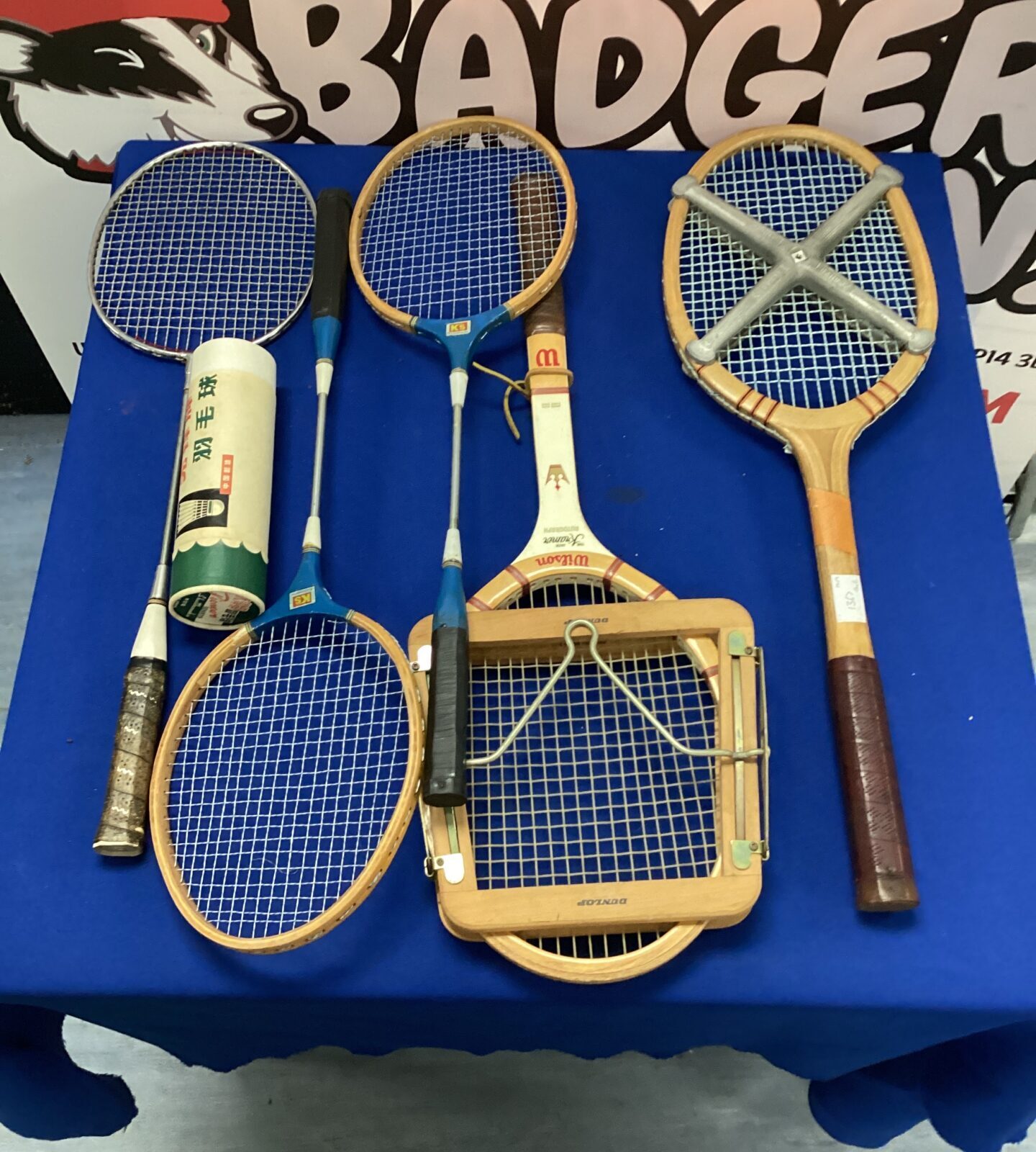 two vintage tennis rackets inc wilson & badminton rackets