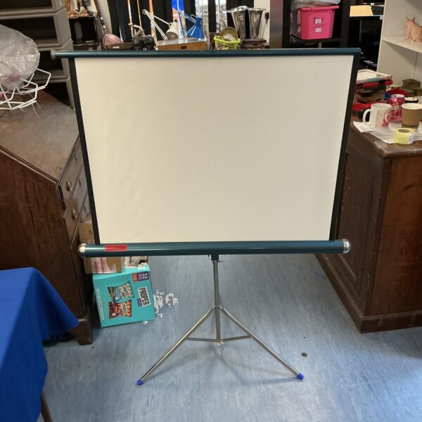 Portable Hunter Starlight projection screen on tripod base.