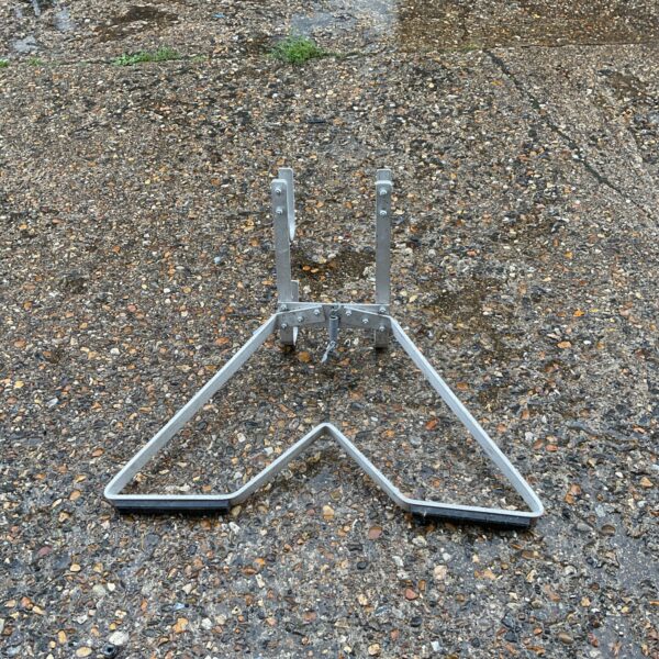 Aluminium ladder stay shown against a gravel background.