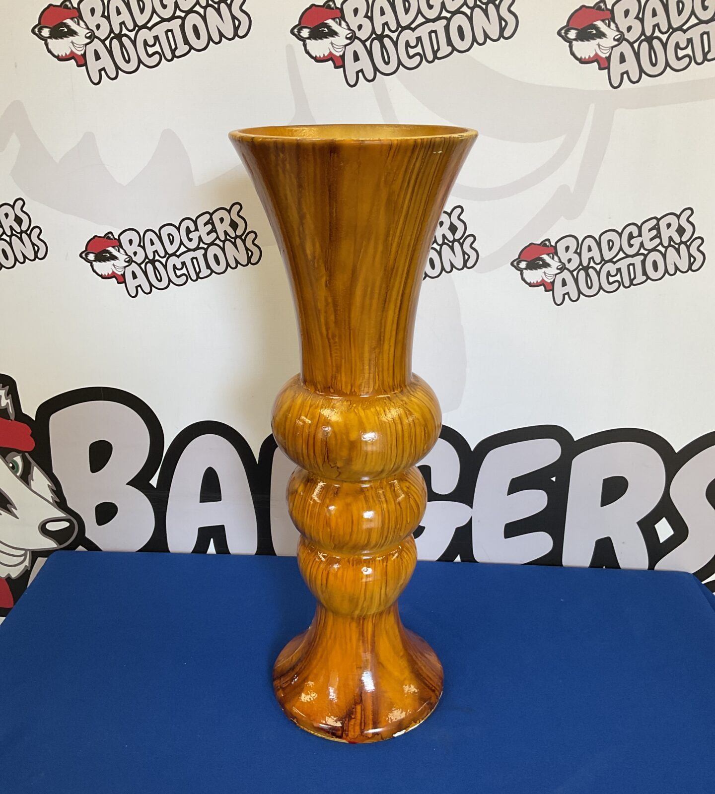 Large 20” tall wooden fluted vase