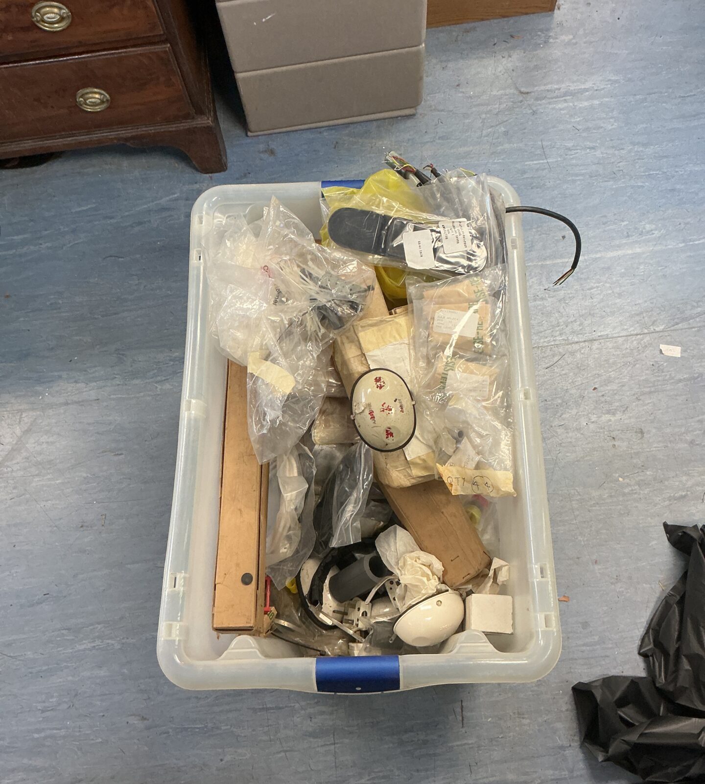 Large box of military electronic and other equipment