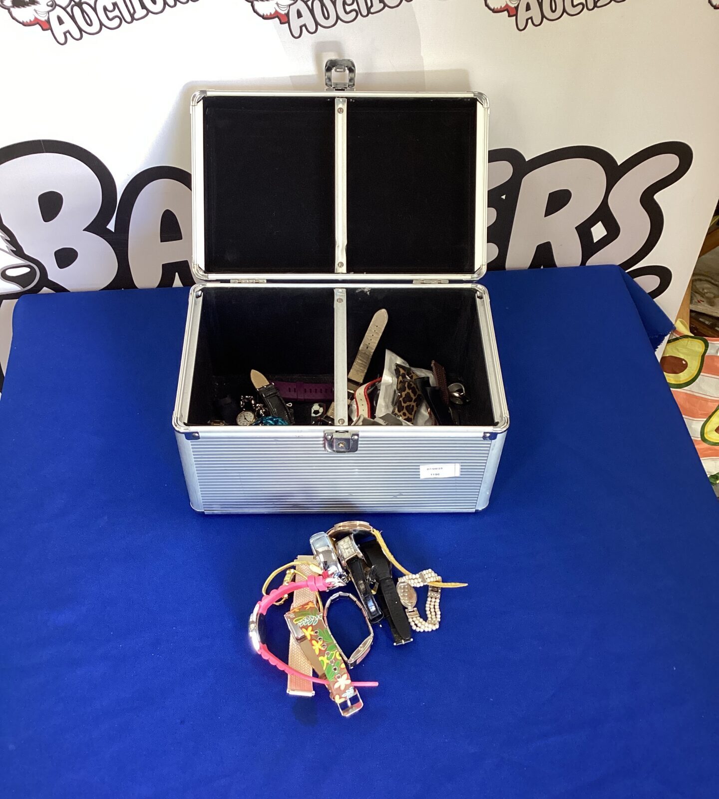 Metal Storage Box with Watches and straps