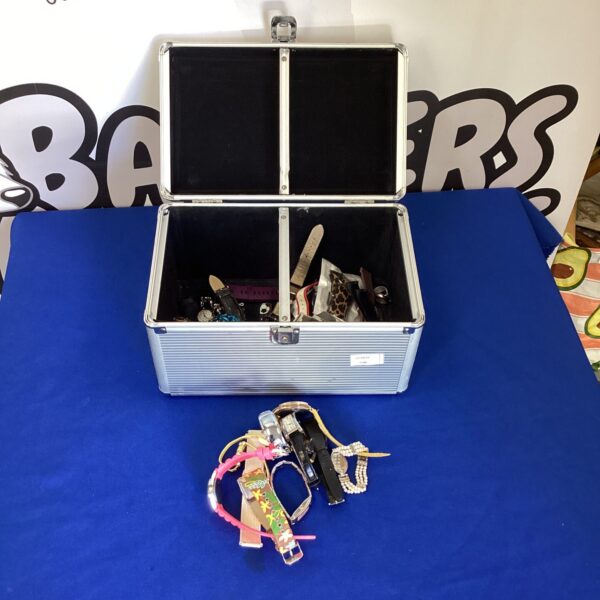 Metal Storage Box with Watches and straps