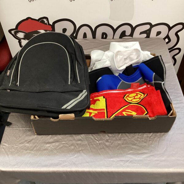 XL school bag bundle with wetsuit and towel.
