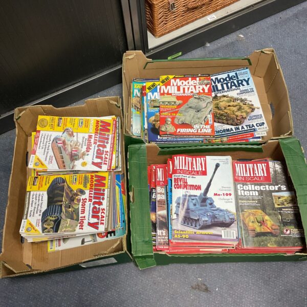 Three trays of scale military modelling magazines