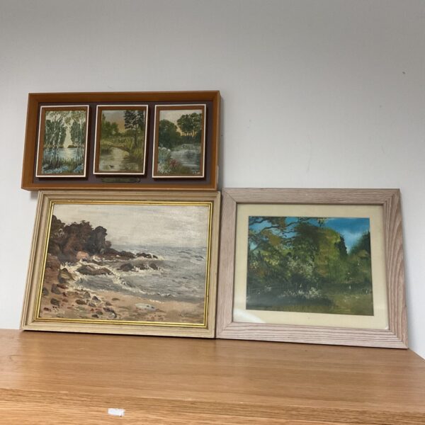 Three original artist signed oil paintings including edith f perring