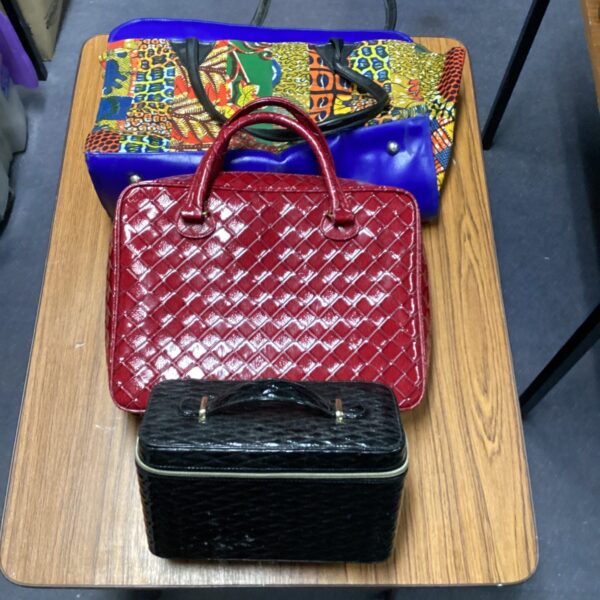 Three ladies bags inc estee lauder crocodile skin style hand bag