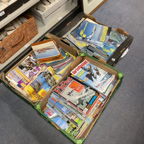 Stack of vintage aviation magazines, including Flypast and Air International.